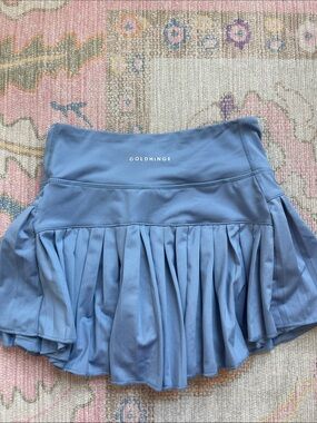 Gold Hinge Blue Pleated Tennis Skirt